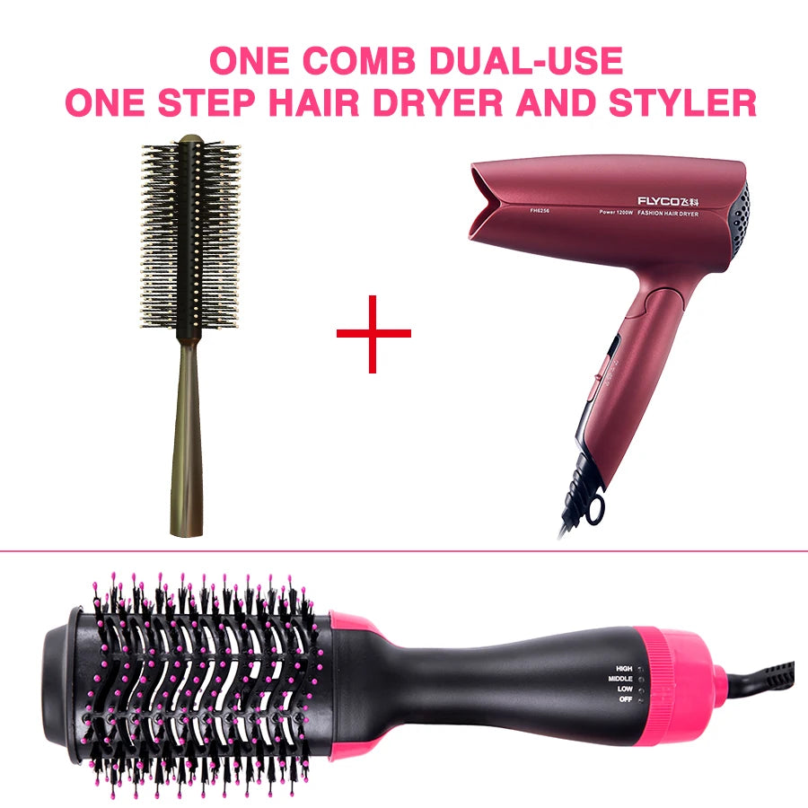 Curling Thermal Brush Professiona 3 In 1 One Step Round Brush For Hair Curler Hot Volumizing Brush Styler Curling Comb For Hair