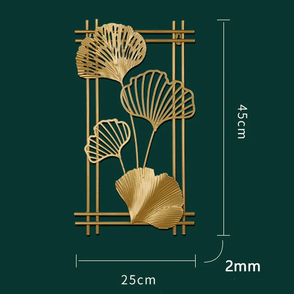 Nordic Metal Leaf Iron Wall Hanging Decor Plant Ginkgo Palm Maple Leaves Wall Pendant Mural Living Room Bedroom Home Decoration