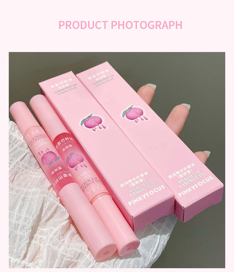 Peach Lip Oil Moisturizing Glass Lip Gloss Fragrance Non-sticky Lip Tint Lips Plumper Autumn and Winter Lips Care Serum Primer