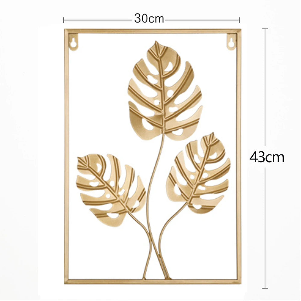 Nordic Metal Leaf Iron Wall Hanging Decor Plant Ginkgo Palm Maple Leaves Wall Pendant Mural Living Room Bedroom Home Decoration