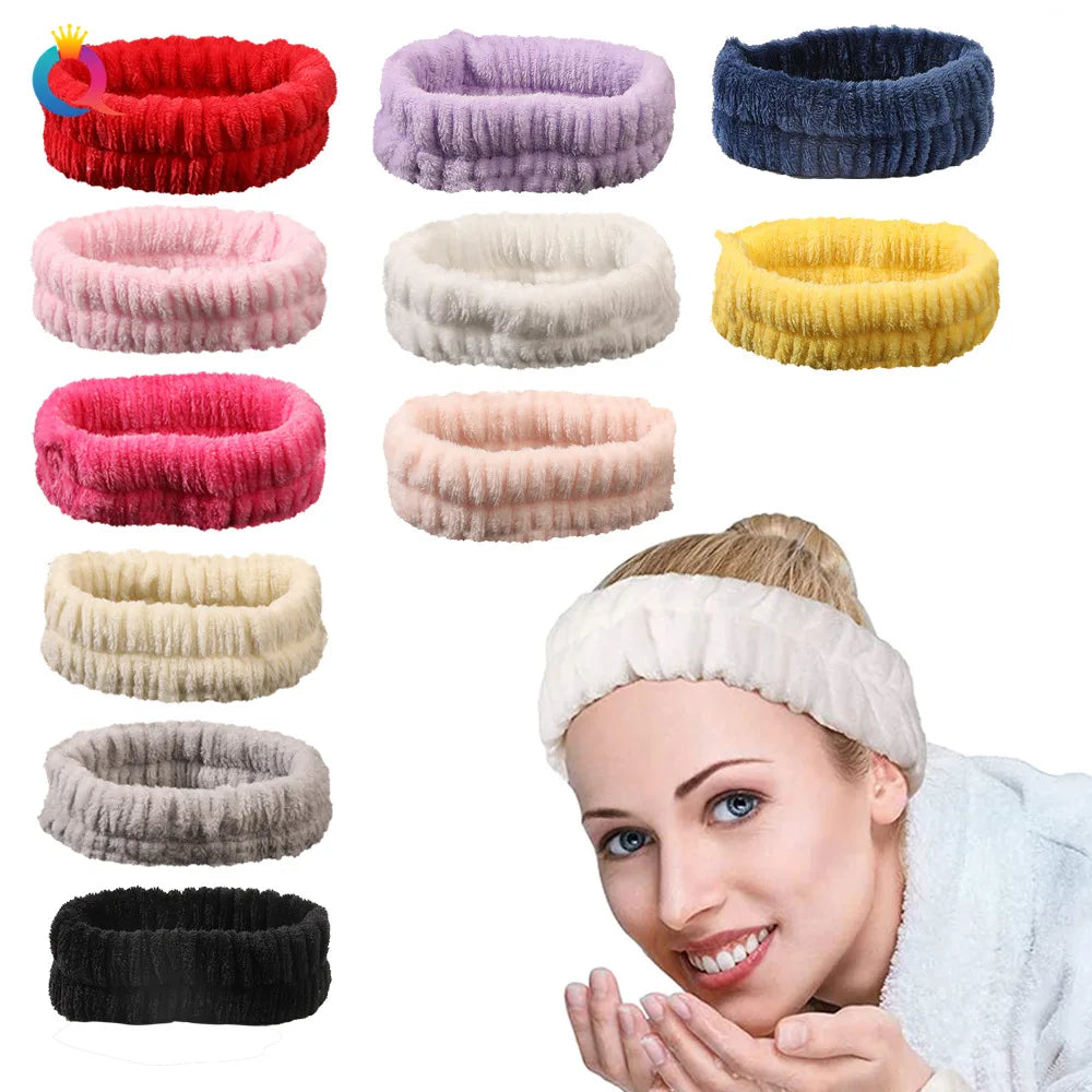 Women Head bands Wash Face Make Up Hair Holder Hairbands Soft Coral Fleece Headband Elastic Hair Bands Girls Hair Accessories