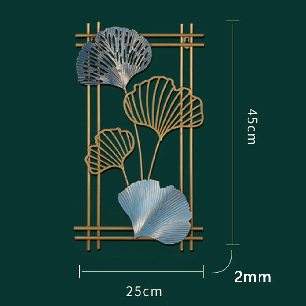 Nordic Metal Leaf Iron Wall Hanging Decor Plant Ginkgo Palm Maple Leaves Wall Pendant Mural Living Room Bedroom Home Decoration