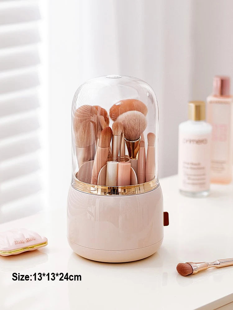 360 Rotating Desktop Makeup Brushes Holder Portable Desktop Makeup Organizer Cosmetic Storage Box Make Up Tools Lipstick Rack