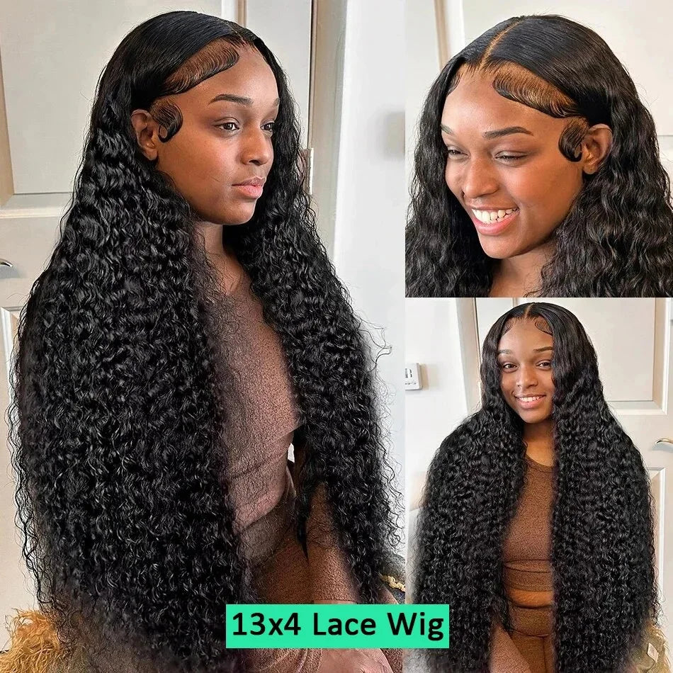 Hd Lace Wig 13x6 Human Hair Pre Plucked Curly Wig 40 Inch Deep Wave Frontal Wig Water Wave Lace Front Wig Brazilian Hair Wigs