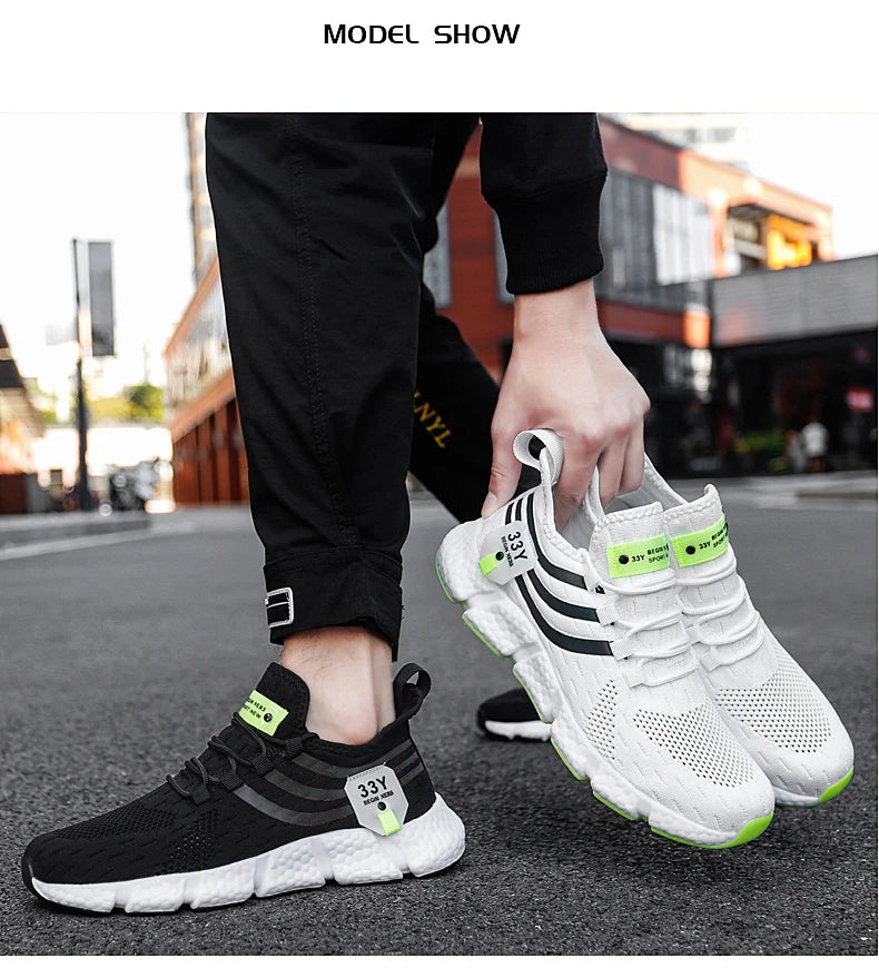 Men Sport Shoes Lightweight Breathable Casual Sneakers Outdoor Mesh Black Running Shoes Athletic Jogging Tennis Walking Shoes