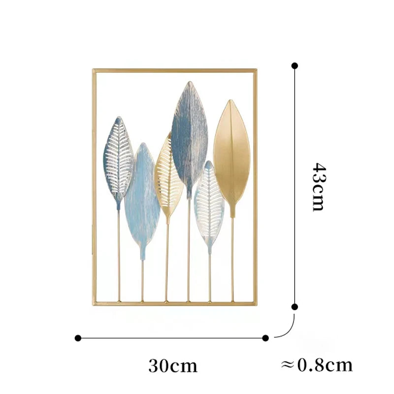 Nordic Metal Leaf Iron Wall Hanging Decor Plant Ginkgo Palm Maple Leaves Wall Pendant Mural Living Room Bedroom Home Decoration