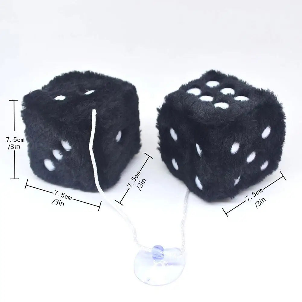 2pcs Plush Dice Car Pendant Plush Toy Cube Pendant Car Ornament Sieve Anime Car Decoration Accessories Auto Pendant