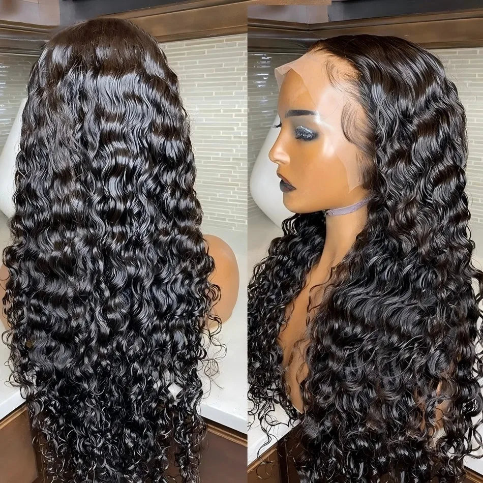 Hd Lace Wig 13x6 Human Hair Pre Plucked Curly Wig 40 Inch Deep Wave Frontal Wig Water Wave Lace Front Wig Brazilian Hair Wigs