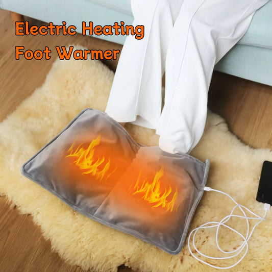 Winter Electric Foot Heating Pad USB Charging Heating Pad Household Foot Warming Mat Universal Soft Plush Washable Foot Warmer