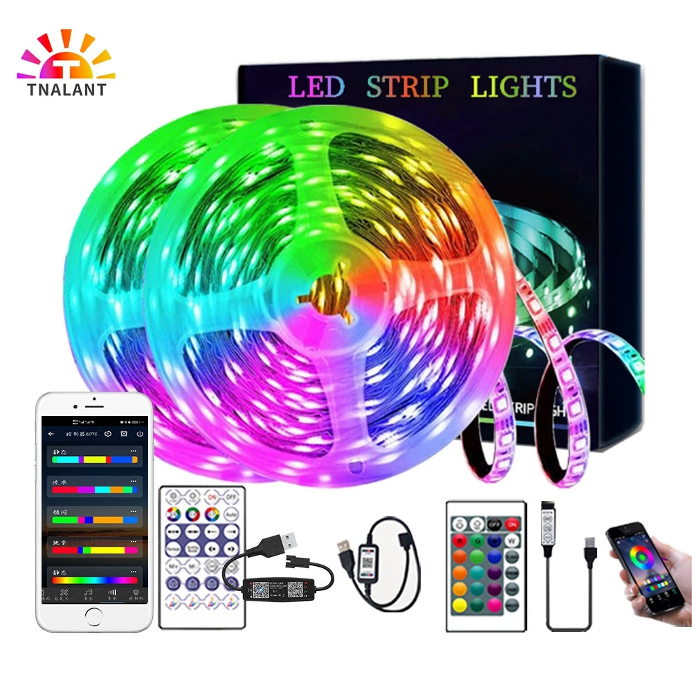 WS2812B USB LED Strip RGBIC  Bluetooth App Control Chasing Effect Lights Flexible Tape Diode Ribbon TV Desktop Backlight 1m-30m