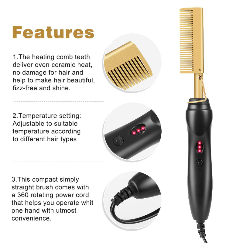 2 in 1 Hot Comb Hair Straightener Flat Irons Straightening Brush Heating Comb Hair Straight Styler Hair Curler peigne chauffant