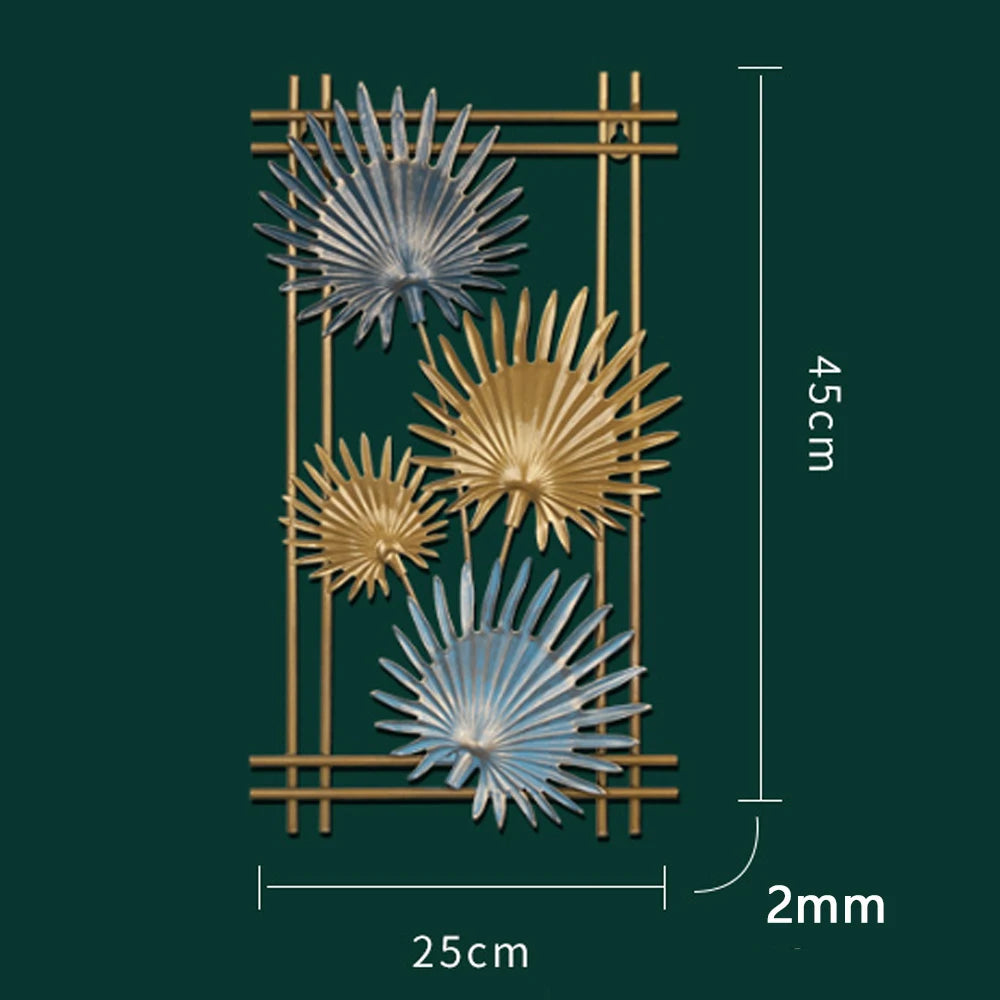 Nordic Metal Leaf Iron Wall Hanging Decor Plant Ginkgo Palm Maple Leaves Wall Pendant Mural Living Room Bedroom Home Decoration