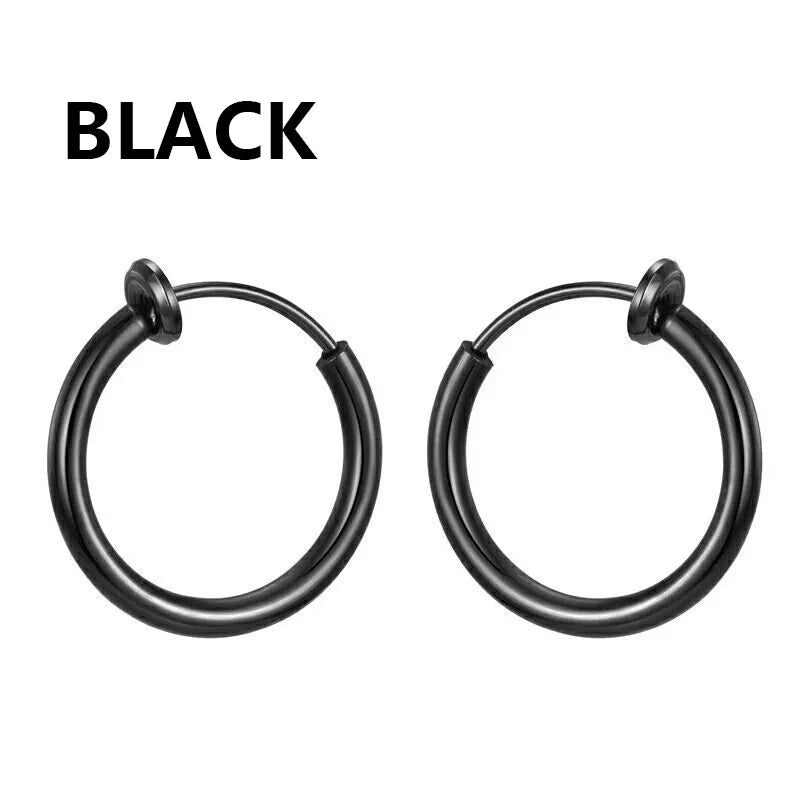 1 Pairs Gothic Fake Ear Clip Hoop Earrings for Men and Women Stainless Steel Painless Non Piercing Fake Earrings Jewelry Gifts