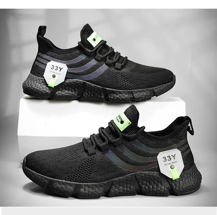 Men Sport Shoes Lightweight Breathable Casual Sneakers Outdoor Mesh Black Running Shoes Athletic Jogging Tennis Walking Shoes