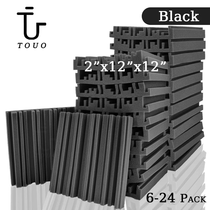 TOUO 6-24pcs Soundproof Foam Wall Acoustic Insulation Studio Acoustic Foams High Density Ktv Room Sound-Absorbing Material