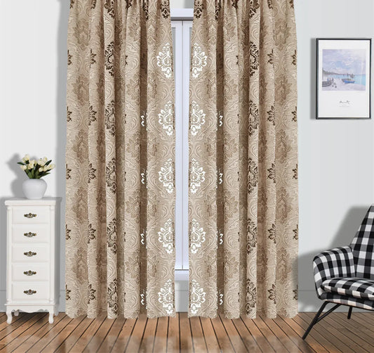 Floral Jacquard Curtain Light Brown Curtain European Style for Living Room Small Curtain Home Balcony Decoration 1PC