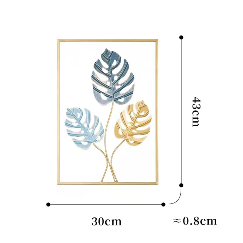 Nordic Metal Leaf Iron Wall Hanging Decor Plant Ginkgo Palm Maple Leaves Wall Pendant Mural Living Room Bedroom Home Decoration