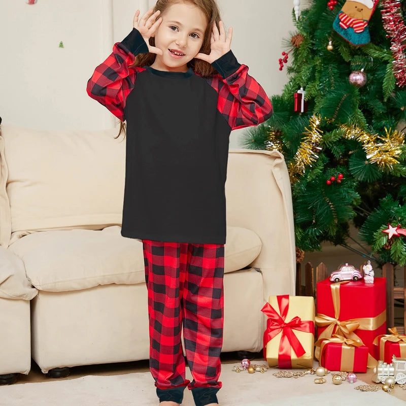 Xmas Gift 2024 New DIY Support Christmas Family Pajamas Set Parent-child 2 Pieces Home Suit Soft Loose Sleepwear Baby&Dog Romper