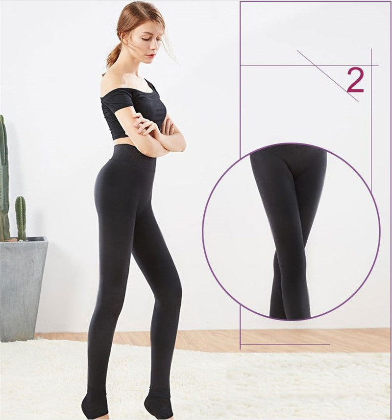 Women Winter Leggings Warm Leggins High Waist Solid Color Velvet Women Thickened Velvet Leggings Stretchy Black Leggings