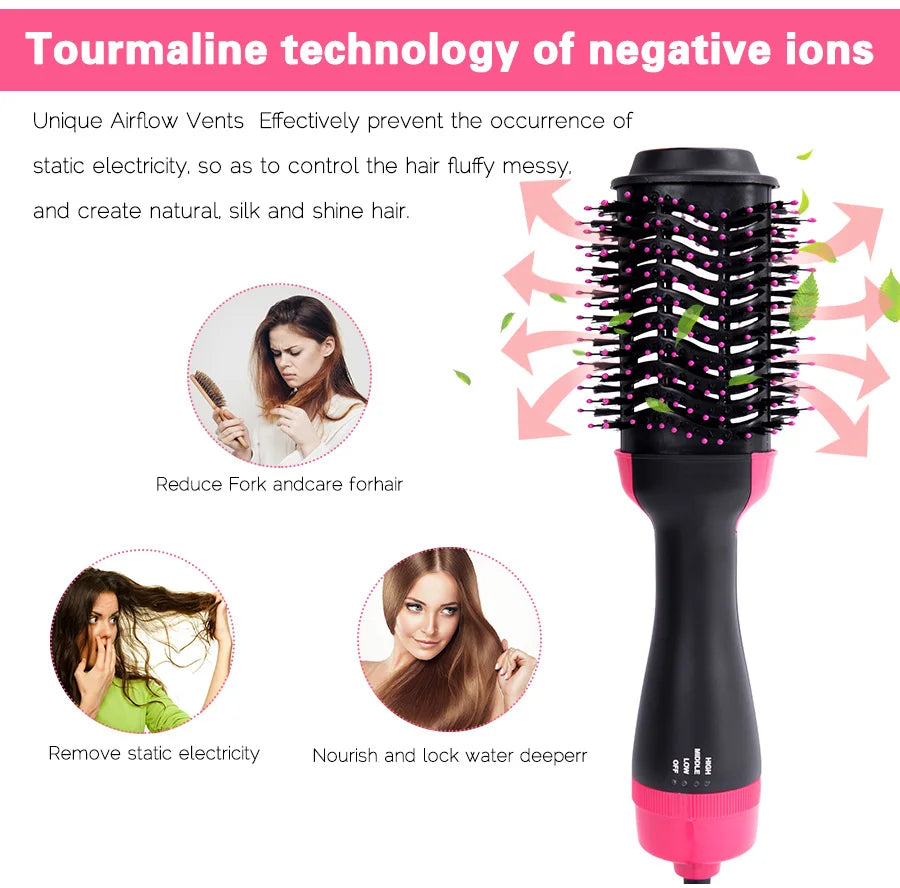 Curling Thermal Brush Professiona 3 In 1 One Step Round Brush For Hair Curler Hot Volumizing Brush Styler Curling Comb For Hair