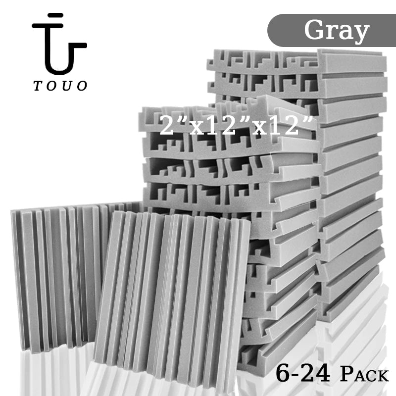 TOUO 6-24pcs Soundproof Foam Wall Acoustic Insulation Studio Acoustic Foams High Density Ktv Room Sound-Absorbing Material