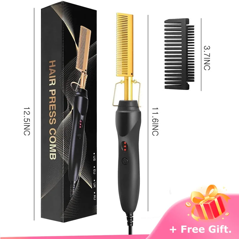 2 in 1 Hot Comb Hair Straightener Flat Irons Straightening Brush Heating Comb Hair Straight Styler Hair Curler peigne chauffant