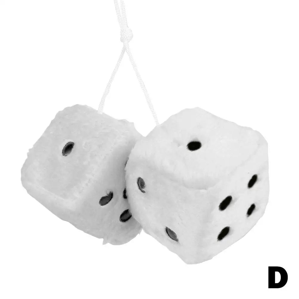 2pcs Plush Dice Car Pendant Plush Toy Cube Pendant Car Ornament Sieve Anime Car Decoration Accessories Auto Pendant