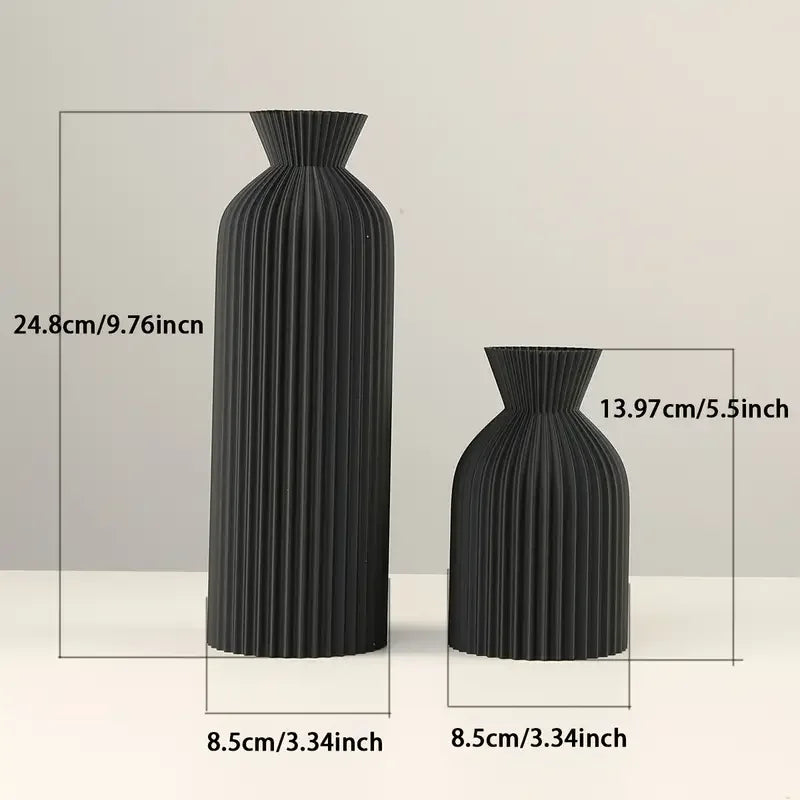 Elegant Black Plastic Vase - Boho Chic Decorative Centerpiece for Home, Office, and Living Room