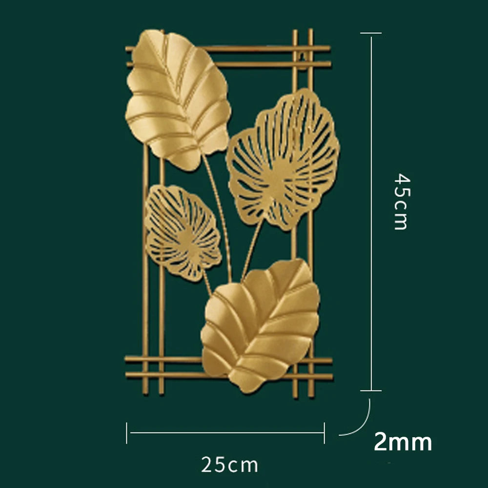 Nordic Metal Leaf Iron Wall Hanging Decor Plant Ginkgo Palm Maple Leaves Wall Pendant Mural Living Room Bedroom Home Decoration