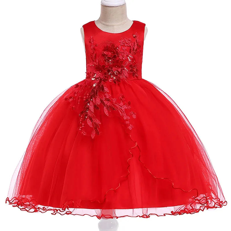 Summer girls princess Dress Kids Elegant sequined Flowers Princess party Dress anniversaire enfant Dresses for girls robe fille