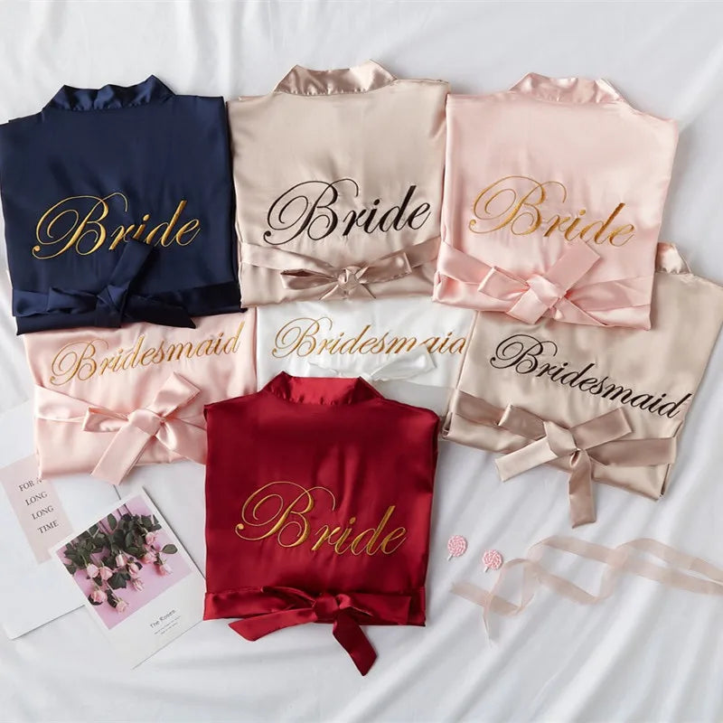 Bride To Be Team Bride Satin-Silk Robe Wedding Bridesmaid Robes Women Bridal Shower Bachelorette Party Gift Wedding Decor