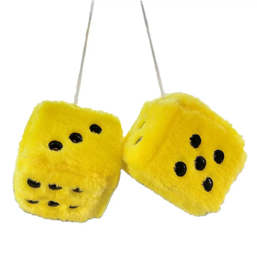 2pcs Plush Dice Car Pendant Plush Toy Cube Pendant Car Ornament Sieve Anime Car Decoration Accessories Auto Pendant