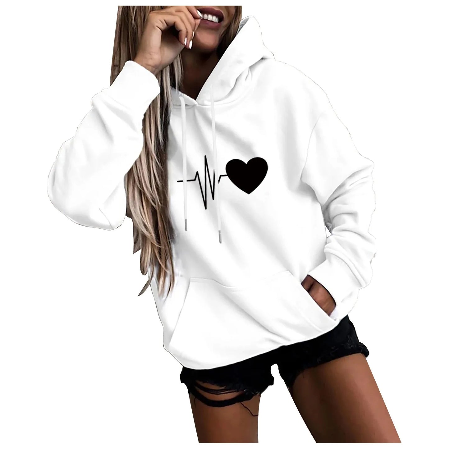 Women's Pullover Fashion Casual Fun Print Hooded Sweatshirt Loose Sports Tops Pullover