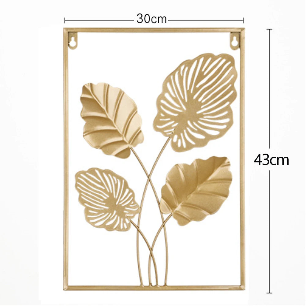 Nordic Metal Leaf Iron Wall Hanging Decor Plant Ginkgo Palm Maple Leaves Wall Pendant Mural Living Room Bedroom Home Decoration