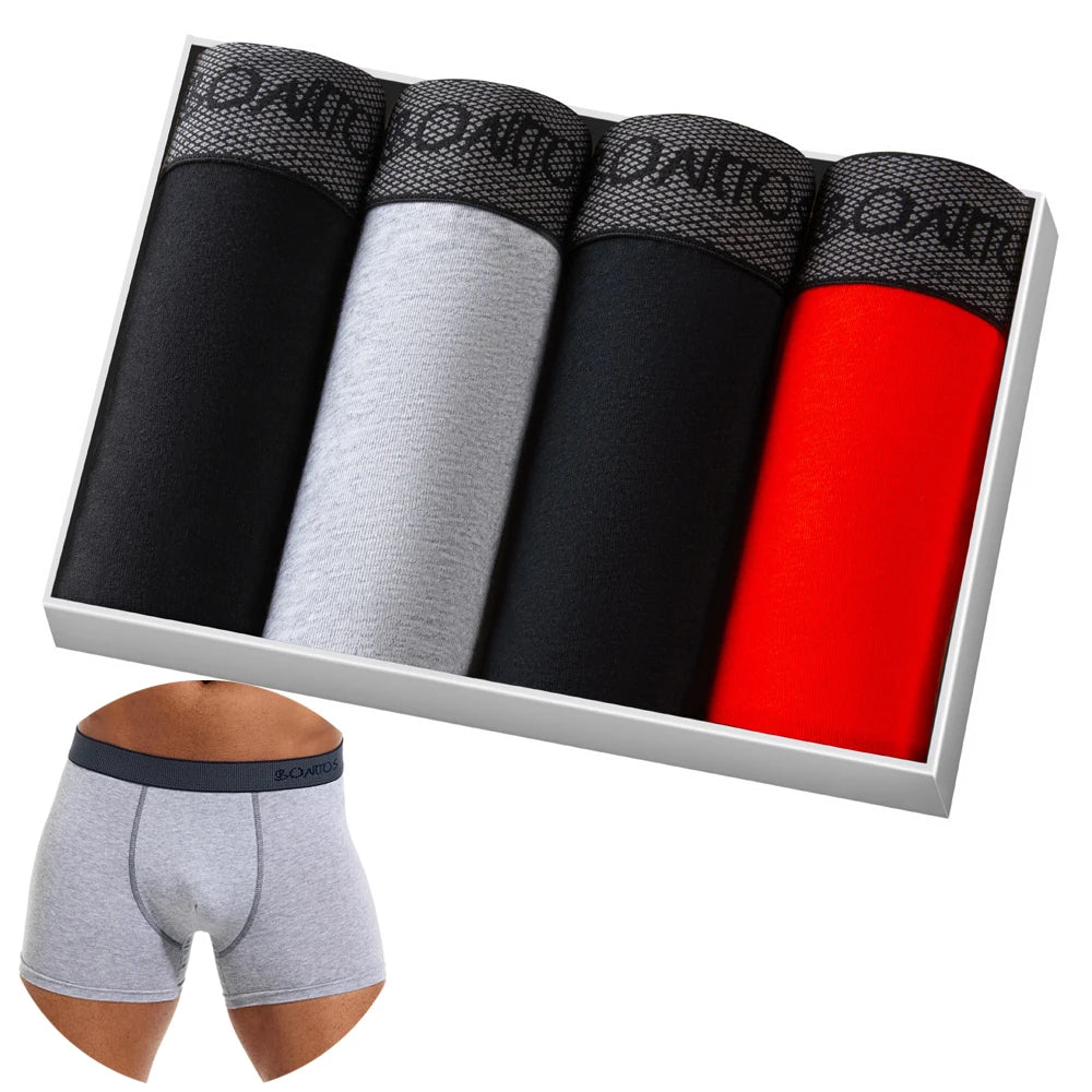 4pcs Boxer Shorts Men's Panties Homme Underpants Boxershorts Underwear for Man Cotton Male Couple Sexy Set Calecon Lot Soft Box