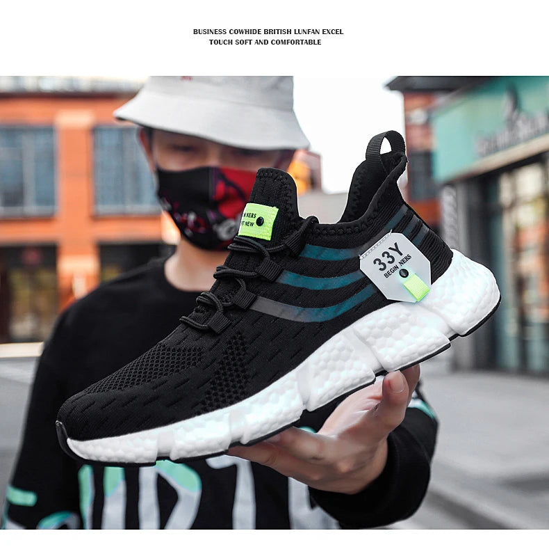 Men Sport Shoes Lightweight Breathable Casual Sneakers Outdoor Mesh Black Running Shoes Athletic Jogging Tennis Walking Shoes