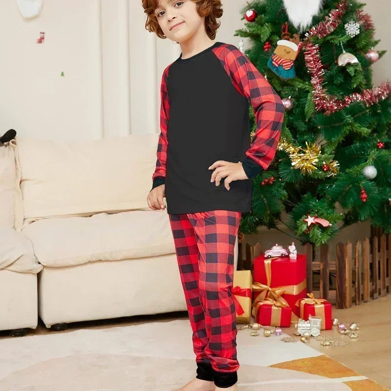 Xmas Gift 2024 New DIY Support Christmas Family Pajamas Set Parent-child 2 Pieces Home Suit Soft Loose Sleepwear Baby&Dog Romper