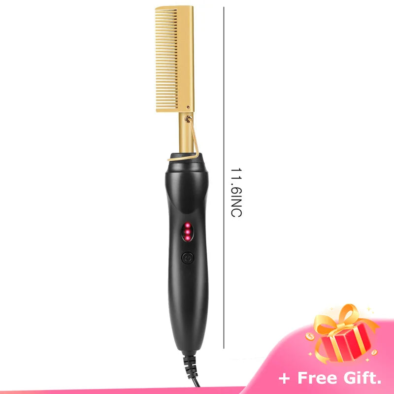 2 in 1 Hot Comb Hair Straightener Flat Irons Straightening Brush Heating Comb Hair Straight Styler Hair Curler peigne chauffant