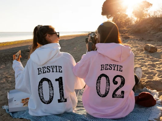 BFF Matching Best Friend Birthday Hoodies Women's Best Friend Bestie Sweatshirt Funny Coquette Pullover Top BFF Gifts For Girls