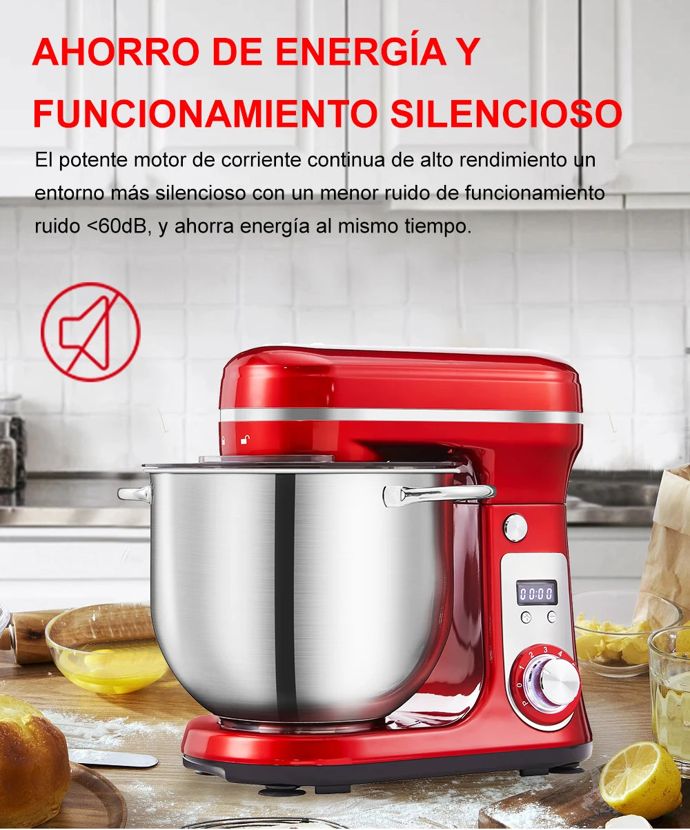 BioloMix 6L Kitchen Food Stand Mixer 1200W DC Quiet Motor Stainless Steel Bowl 6-speed Cream Egg Whisk Whip Dough Kneader